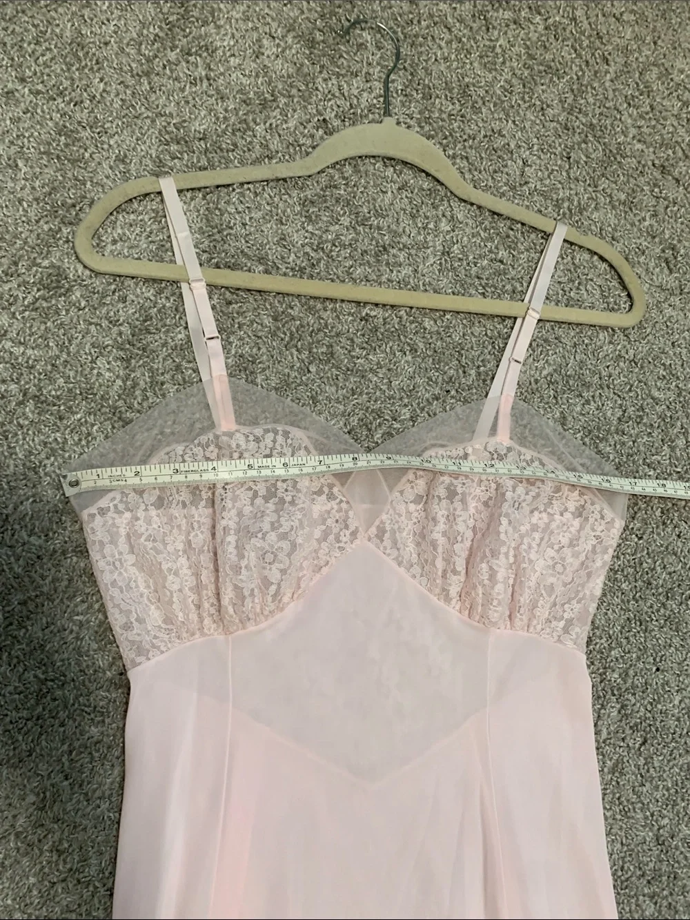 Vintage Light Pink Lace-Trim Slip Dress